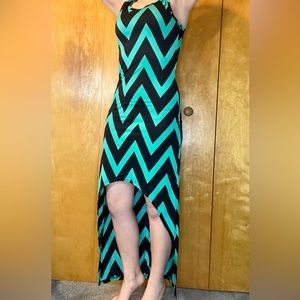 Turquoise/black zigzag sheath dress, women's size M from B_Envied